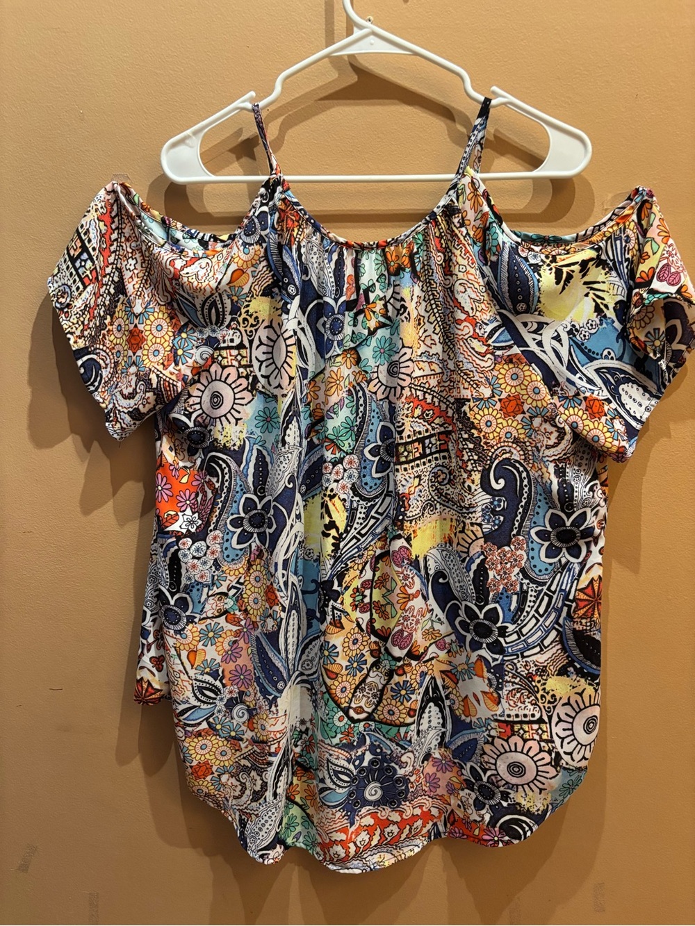 Spence Women's Cold-Shoulder Floral Paisley Print Hi low Top size XL - Picture 9 of 10